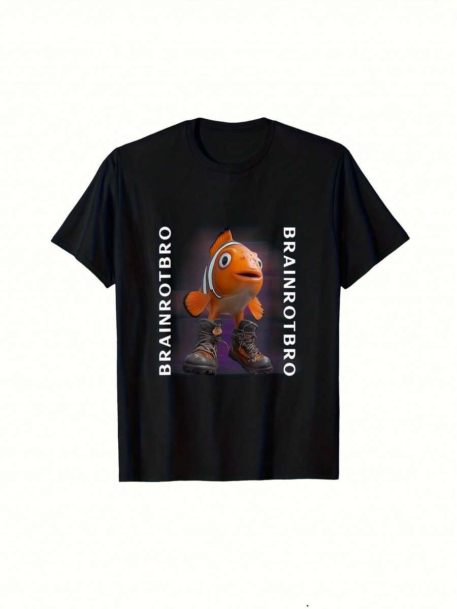 

Brainrotbro Unisexs Casual Graphic TShirt Black Short Sleeve Crew Neck TShirt Funny Design With 4XL