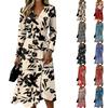 Women's Floral Casual Fashion Long-Sleeved Padded V-Neck Dress