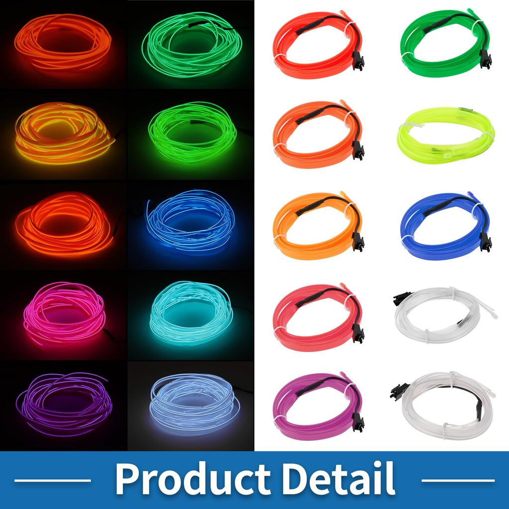 A ABSOPRO 1M EL Wire Cable LED Glow String Lights Car Interior Lighting Strip