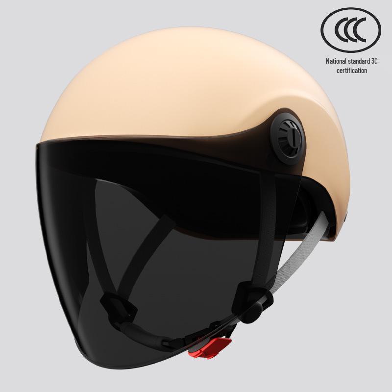 GB 3C Certified Unisex Electric Vehicle Helmet - Summer & All-Season Motorcycle Safety Half Helmet