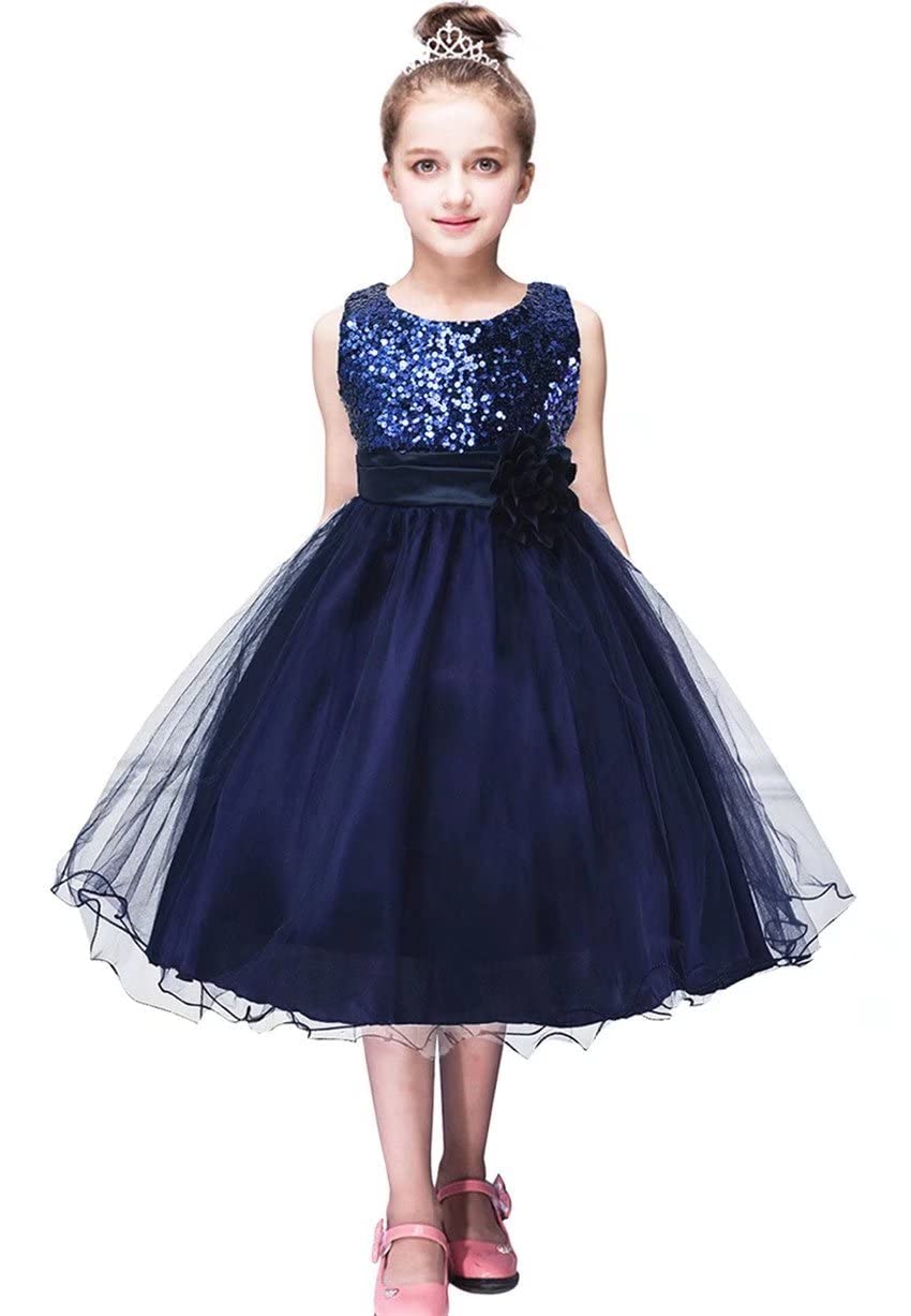 

TYQQU Formal Perfect for Piano and Ruffled Stage Recital Dress with Floral Print and Size 120 Girls Dress, Recitals, Weddings, Concerts, Birthdays,