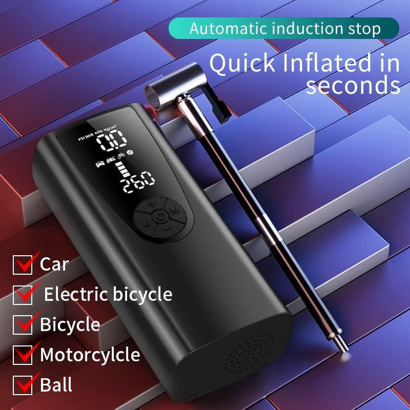 Tire Inflator Portable Air Compressor/Pump For Car Tires W/Digital Tire Pressure Gauge - Air Compressor (120 PSI) - Motorcycle, Electric Bike Pump