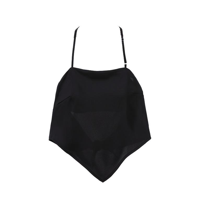 

Ice Silk Satin Bandeau Top with Chest Pads - Slim Fit Square Scarf Style for Women Summer. M