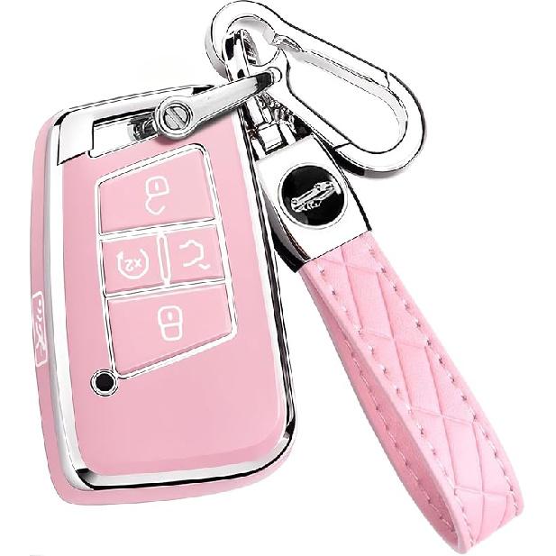 Montague Key Fob Cover for Volkswagen with Keychain, Premium TPU Key Case Compatible with VW Tiguan Atlas Taos SEL Jetta GLI Passat Arteon Remote