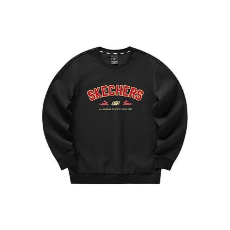 Skechers New Year Series Letter Casual Sports Round Neck Long Sleeve Sweatshirt Men sweatshirt Carbon-Black L123M004-0018 M