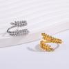 18K Gold Electroplated Adjustable Leaf-shaped Stainless Steel Ring
