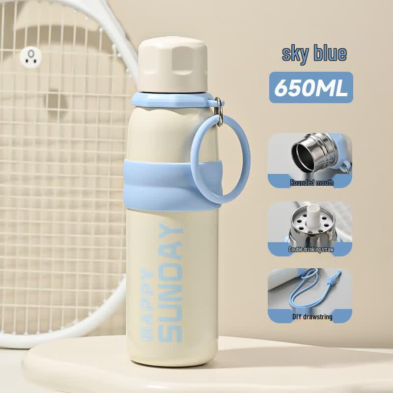 OLOEY Insulated Portable Straw Water Bottle
