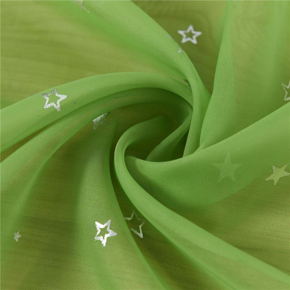 Translucent Tulle Curtains Elegant Window Curtains Silver Stars Sheer Curtains  Home Decoration