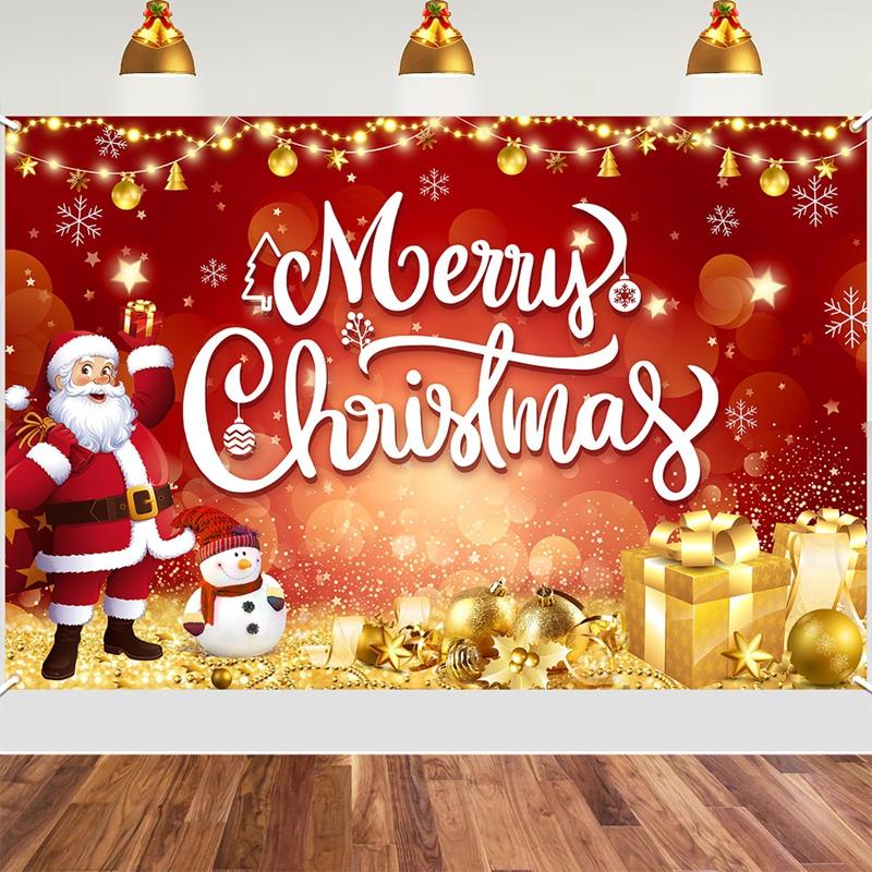 Merry Christmas Backdrop Banner Santa Snowman Background Christmas Decorations for Home2026 Navidad Noel Xmas Gifts NewYear 2026