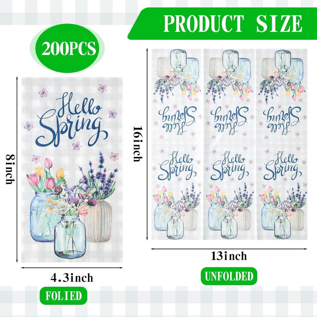 Sinmoe 200 Pcs 2 Ply Spring Guest Napkins Paper Guest Towels for Bathroom Decorative Disposable Hand Paper Towel Summer Floral Napkins for Wedding