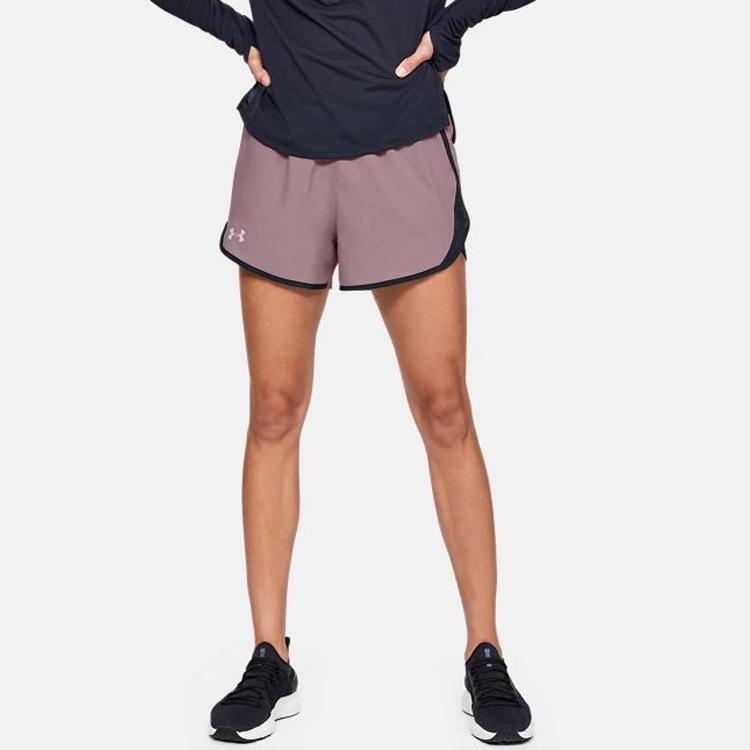 Under Armour Fly-By 2.0 Running Shorts Women Shorts Gray Pink 1350196-662