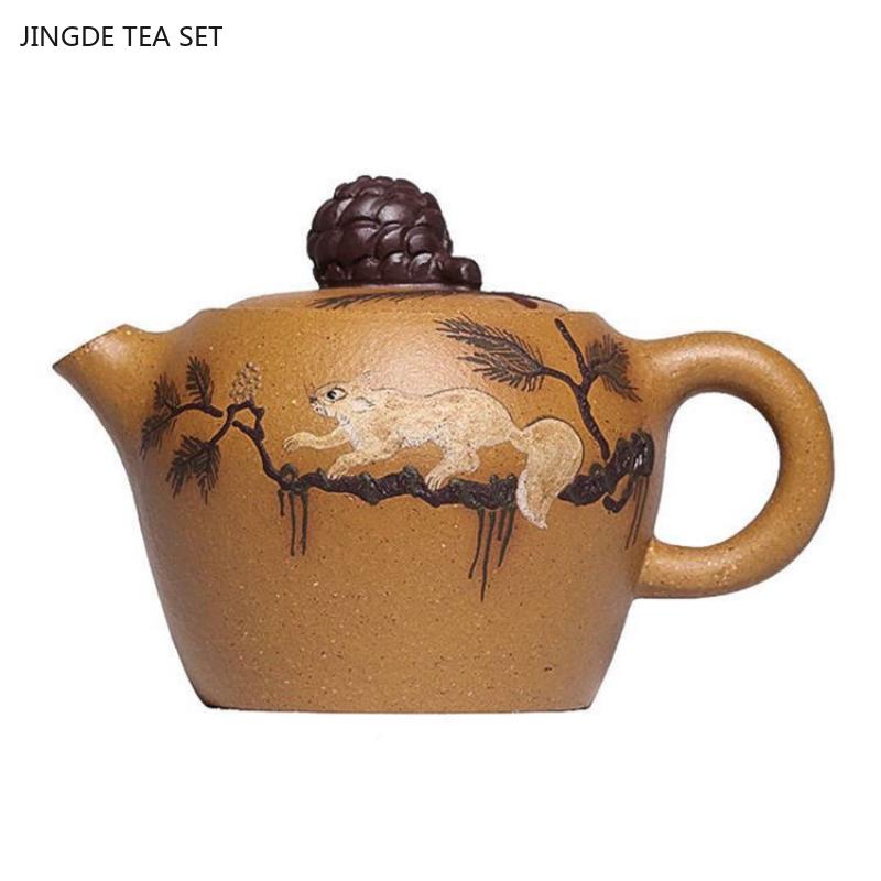

1PCS 180cc Yixing Famous Handmade Purple Clay Pot Original Mineral Yellow Section Household zisha Tea Set