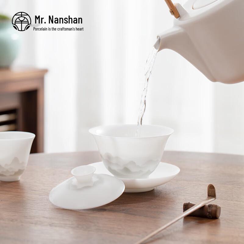 Mr. Nanshan White Porcelain Sancai Gaiwan