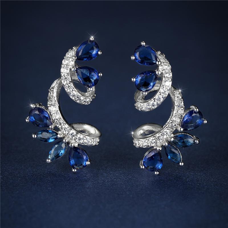 

Изысканные серьги-подвески с цветочной лозой для дам, невесты, свадьбы, помолвки и романтический подарок на день рождения сапфировый