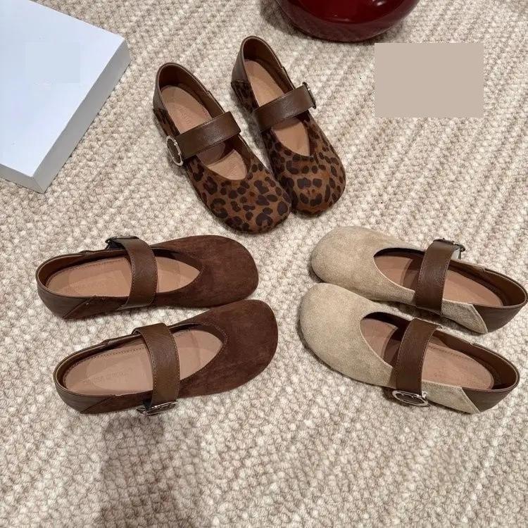 New Temperament Two Wear Leopard Print Mary Jane Shoes Women's 2025 Autumn Small Fragrant Wind Gentle Niche Retro Shallow Mouth Single Shoes