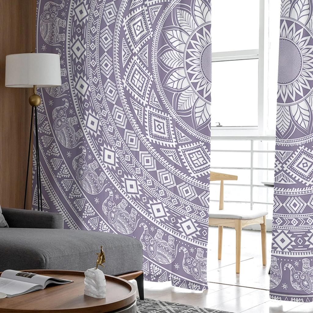 Boho Mandala Vzor Tylové Závěsy do Obývacího Pokoje Kuchyně Ložnice Průsvitný Tyl pro Kavárnu Hotel Moderní Domácí Dekor