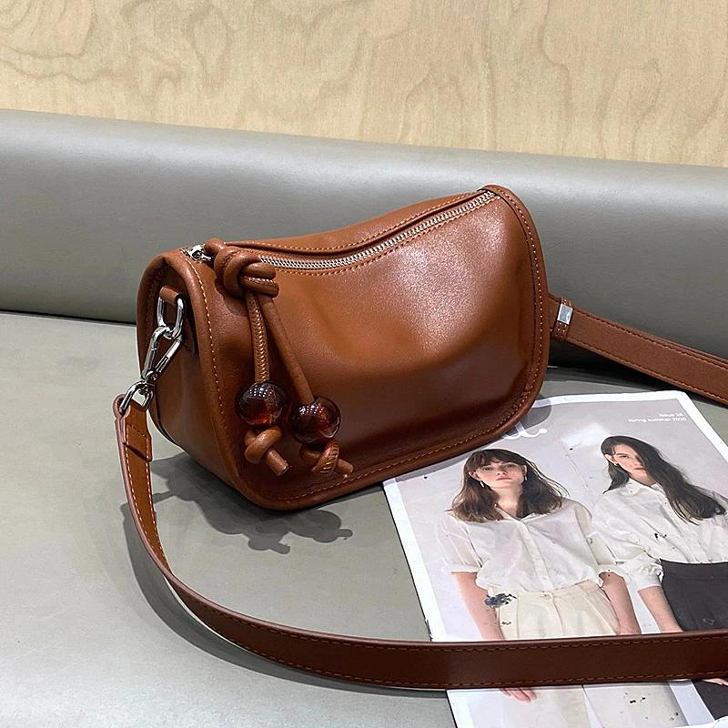 Women's Cow Leather Casual Shoulder Bags Ladies Soft Cowhide Retro Fashi Handbags Female Designer Luxury Crossbody Bags Lady