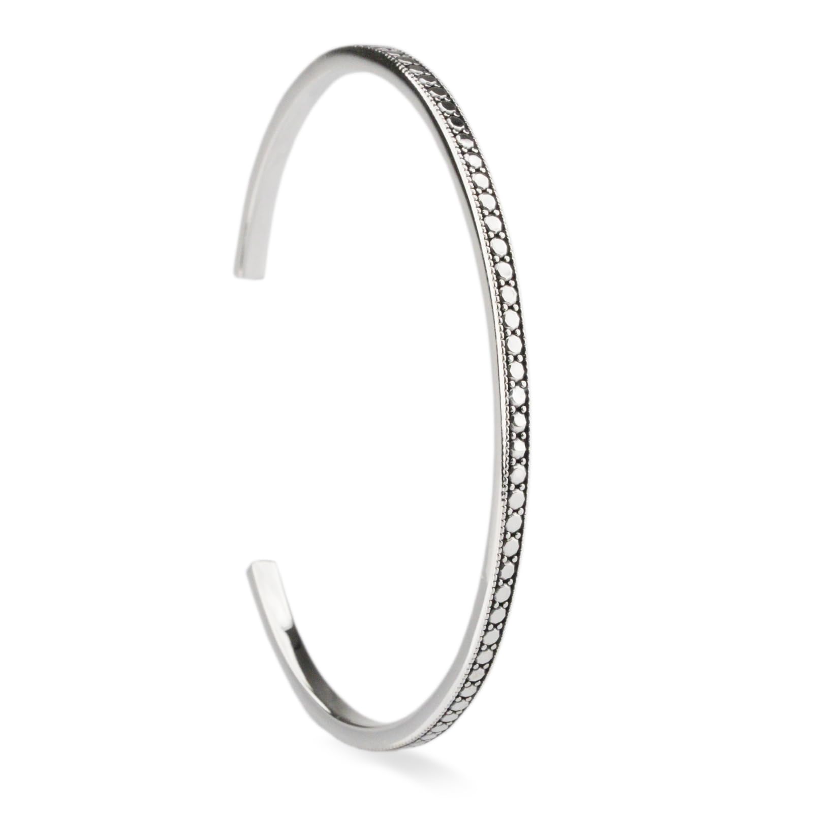 

Silver 925 Bangle 18K Coated Bracelet Simple Adjustable Size Men Women [EPIC BOLEN] (Silver)
