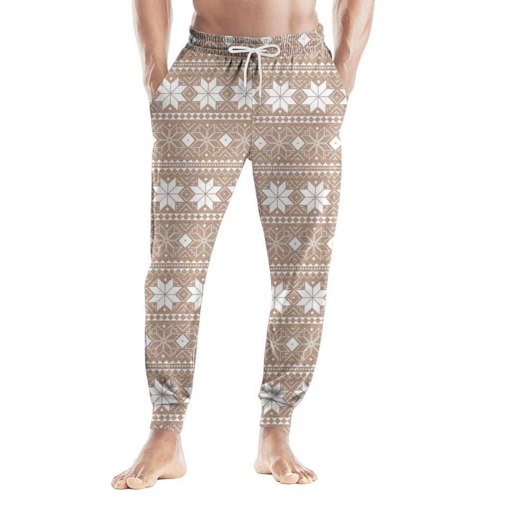 Men's Drawstring Pocket Casual Pants, Checkered Striped Printed Pocket Casual Pants, Home Sleeping Pants