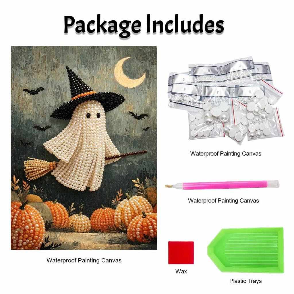 Halloween Pearl Painting Art Full Pearl Handmade Diy Home Decorations Ghost Witch Broom Pumpkin