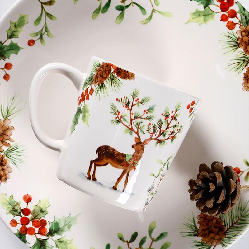 Weihnachtsbaum Keramikteller Europäischer Stil Geschirr Kaffeetasse Essteller Obst Snack Westliche Gerichte Küche Weihnachtsgeschenk Qualität