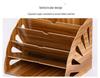 Multi-Layer Wooden Desktop Organizer for Office Supplies and A4 Documents