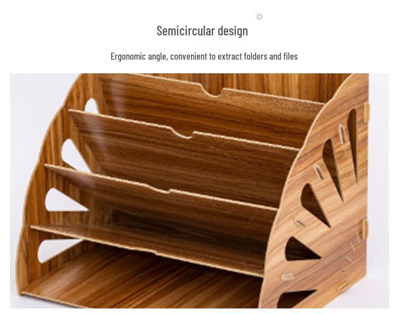 Multi-Layer Wooden Desktop Organizer for Office Supplies and A4 Documents