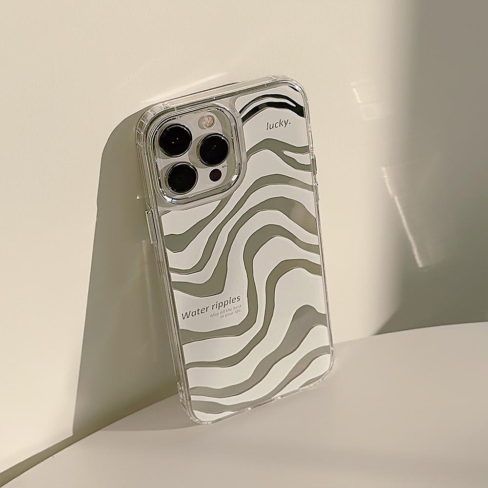 Abstract Mirror Iphone16 IPhone Case 15promax Simple 13 High End 11 Makeup Mirror 12 Zebra Pattern