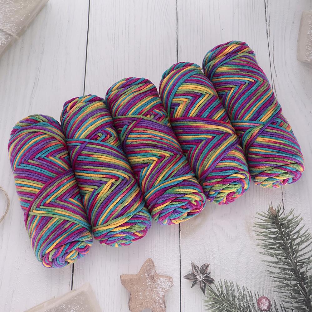 5pcs/pack Multicolor Gradient Yarn Balls, Soft Acrylic Yarn Threads, DIY Hand-Knitted Fashion Sweater, Scarf, Hat Crafting Kit