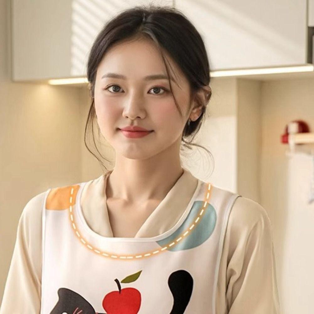 Cartoon Waterproof Apron Polyester Cooking Vest Apron Practical Oil Proof Apron  Apartment