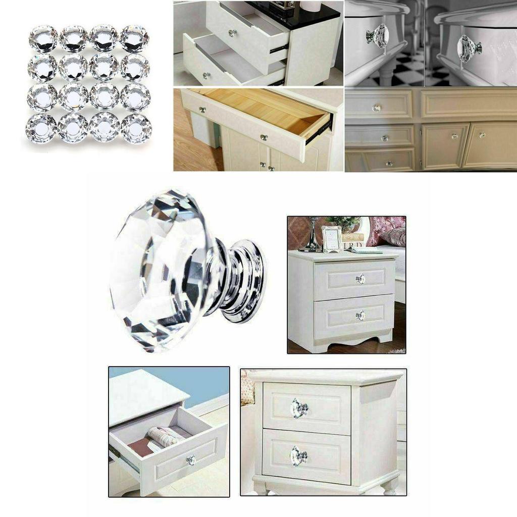 Luxurious 30mm Clear Crystal Drawer Knob For Cupboards And Wardrobes 1 Piece