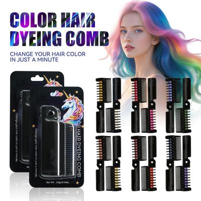 Tijdelijke Haarkleurkam met Opvouwbaar Ontwerp voor Snelle Heldere Haarkrijtstyling Niet-Toxisch Wasbaar Kleurrijke Haarborstel voor Volwassenen Halloween Cosplay