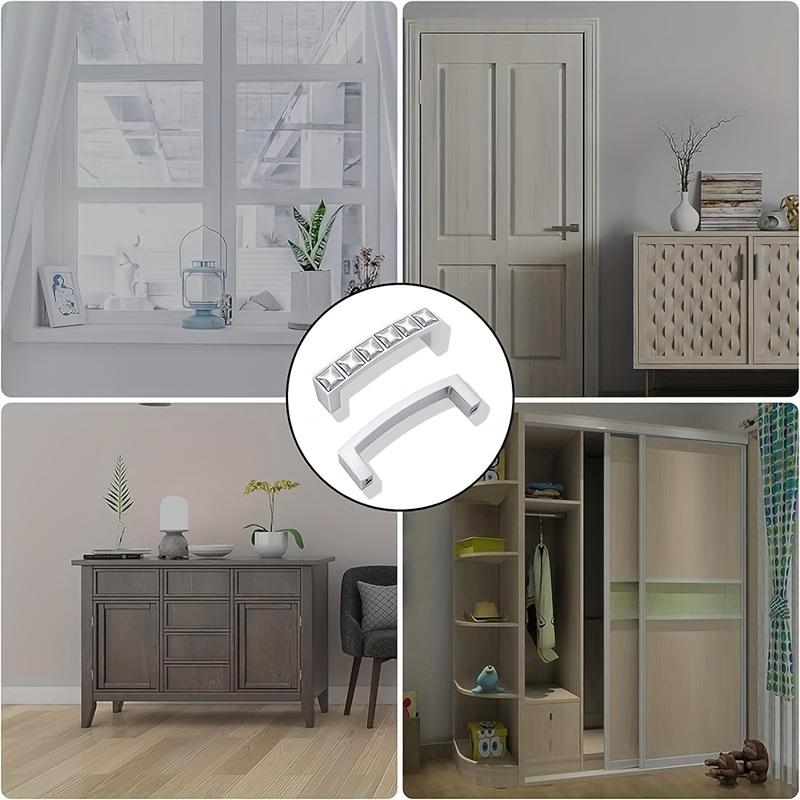 4 bucăți mânere pentru dulapuri, trăgări de sertare pentru dulap, trăgătoare de mobilă în argintiu, pentru dulapuri, dulapuri, comode, sertare, cu șuruburi, trei dimensiuni