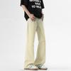 Mikro-Schlag Washed Bodenlange Jeans Einfarbig Retro Hongkong-Stil Locker Gerade Hose Arbeitskleidung Freizeithose Herrenhose