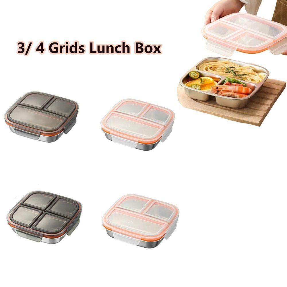 Leak Proof Stainless Steel  Lunch Box Reusable Student Meal Plate Portable Food Container  Picnic