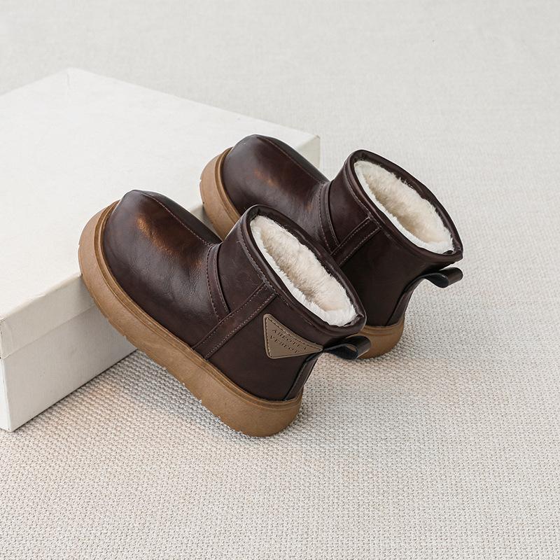 Barnes Capibara Snøstøvler Jenter Tykke Store Lær Vinterstøvler Jenter Vanntette Ankelstøvler