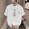 Heavy cotton short-sleeved T-shirt men's summer fashion printing loose and versatile half-sleeved T-shirt men's clothing
