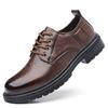 Men'S Chunky Sole Work Boots British Retro Style Platform Casual Shoes Comfortable Non-Slip Leather Ankle Boots Fashion Footwear