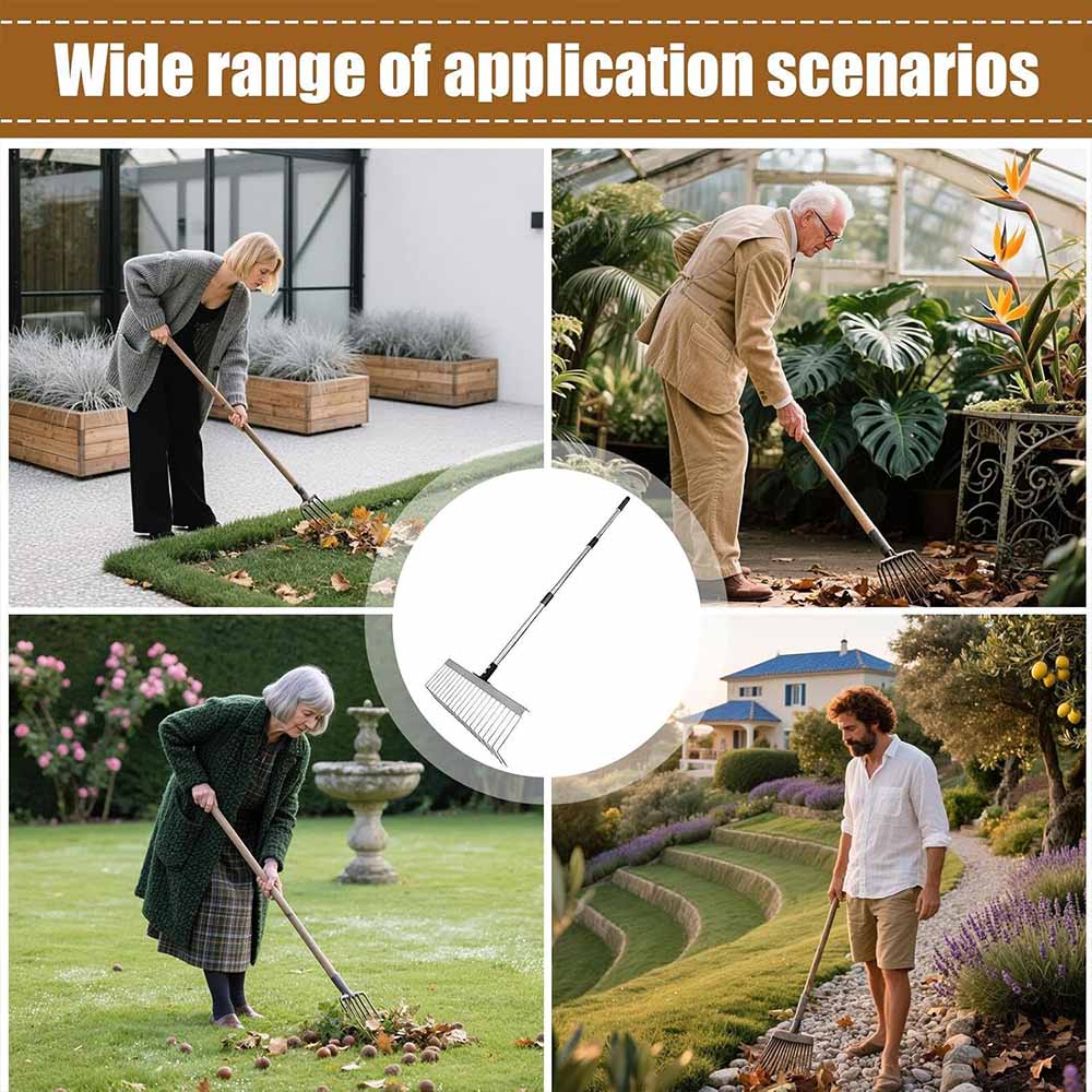 Detachable Grass Rake Agricultural 21 Tooth Cleaning Tools Multi-functional Landscaping Yard Leaf Rake Lawn Weeding Tool