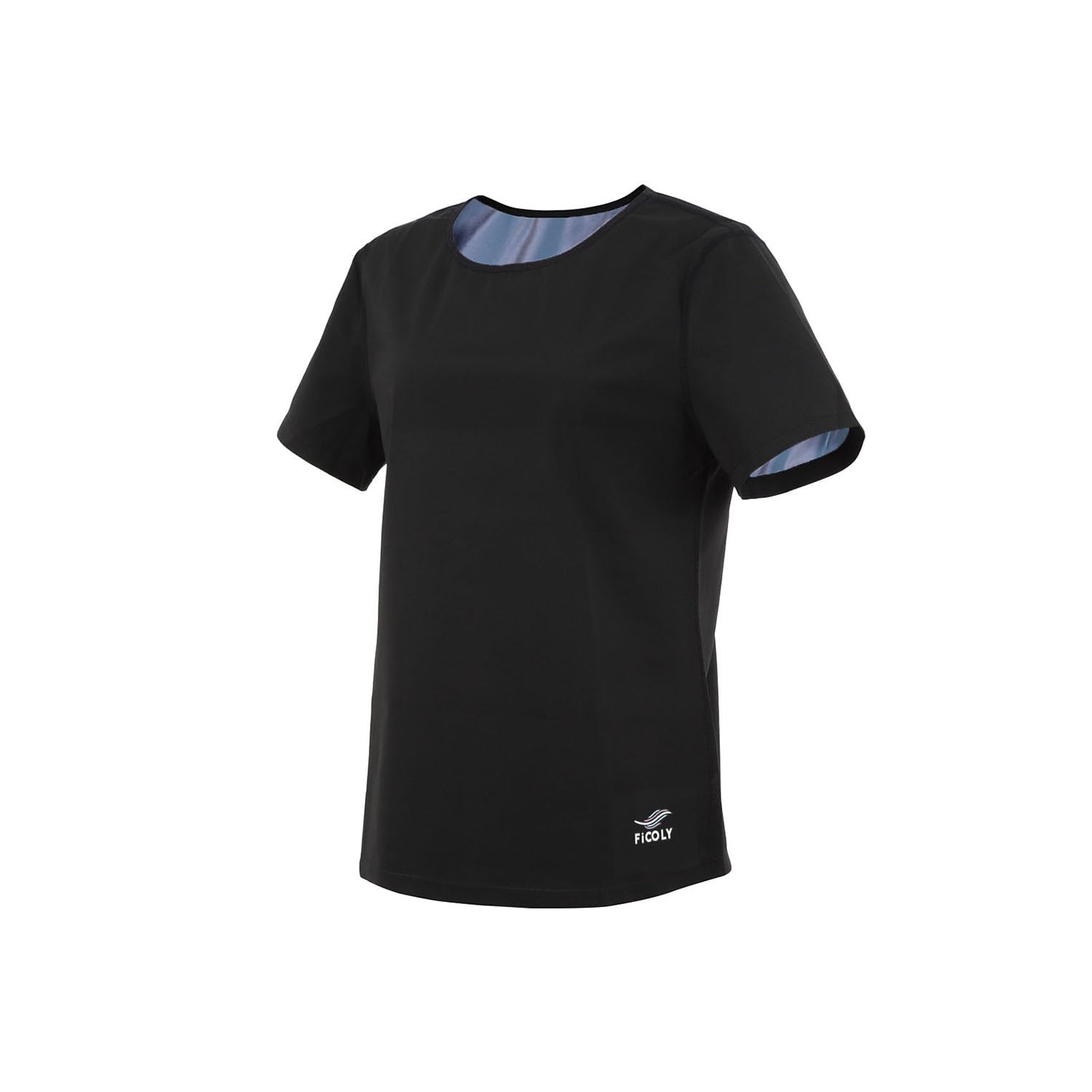 

FiCOLY Short Sleeve Sauna with Inner Plus Sizes Women s Suit, Sweat-Reducing, Washable, T-Shirt, Available, FSTW-2 (JP, Alphabet, L, Blue)
