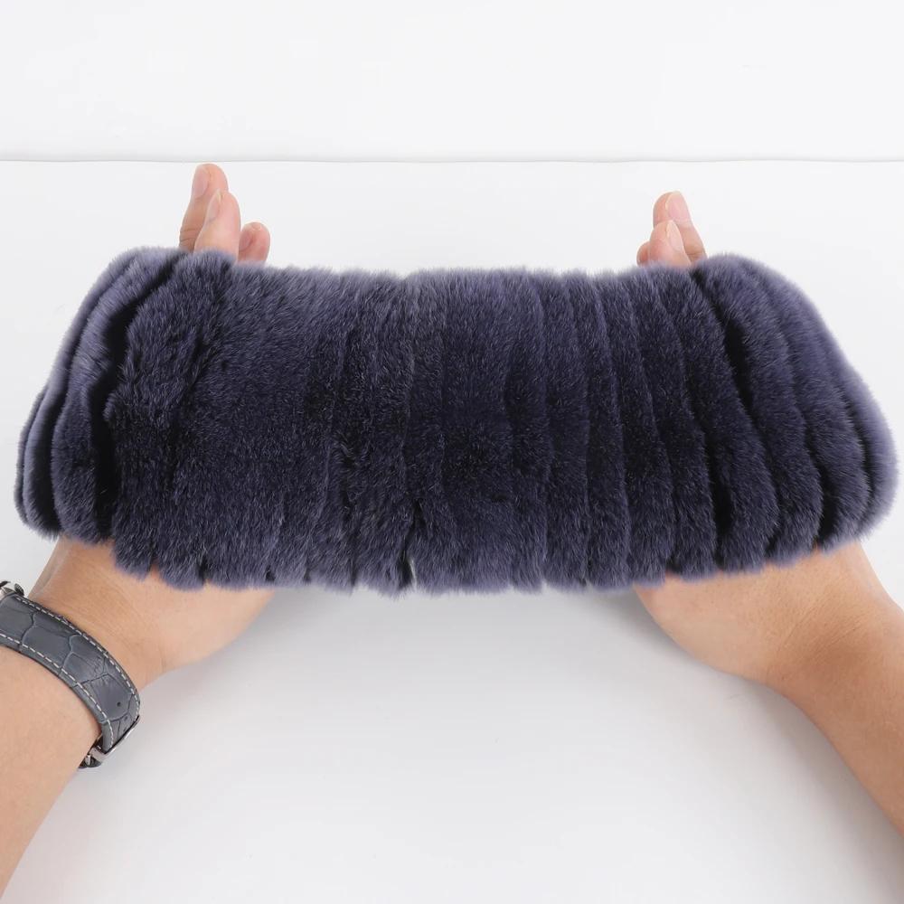 Winter Women Knitted Fluffy Real Rex Rabbit Fur Scarf Natural Soft Rex Rabbit Fur Headband Girls Warm 100% Genuine Fur Scarves