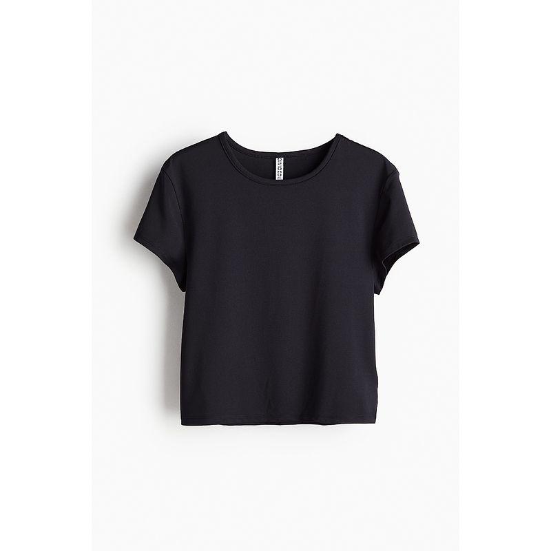 

HM Women s T-shirt Fall Slim Fit Stretch Jersey Narrow Neckline Sexy Short Top 1234741