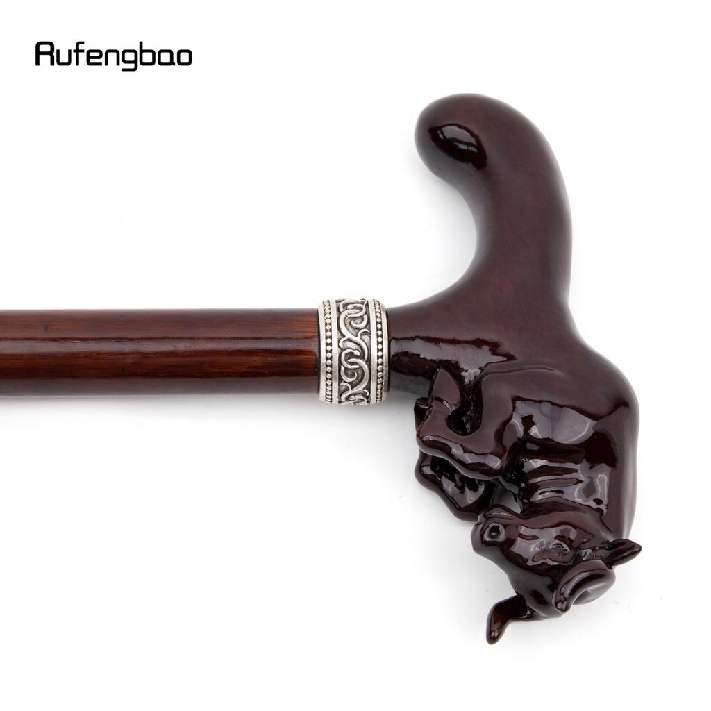 Brown Cow Bullfight Wooden Fashion Walking Stick Decorative Cospaly Cane Halloween Wood Mace Crutch  Wand Crosier 92cm