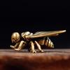 Retro Brass Fly Insect Ornament Miniature Statue Vintage Craft Tea Pet Insects Animal Figurine Home Desktop Decoration