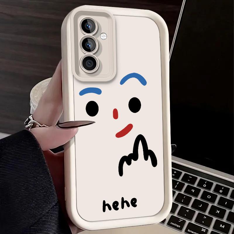 Hand Drawn Hehe Face Case for Samsung Galaxy A53 A50 A50S A36 5G A35 A34 A33 A32 A30 A26 A24 A23 A22 A20 A16 A15 A13 4G Cover