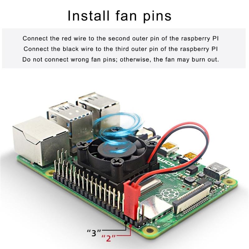 Brushless CPU Cooling Fan With Aluminum Heatsink Silicone Pad Heat Dissipation Fan For RPI 4B/3B+ Development Board