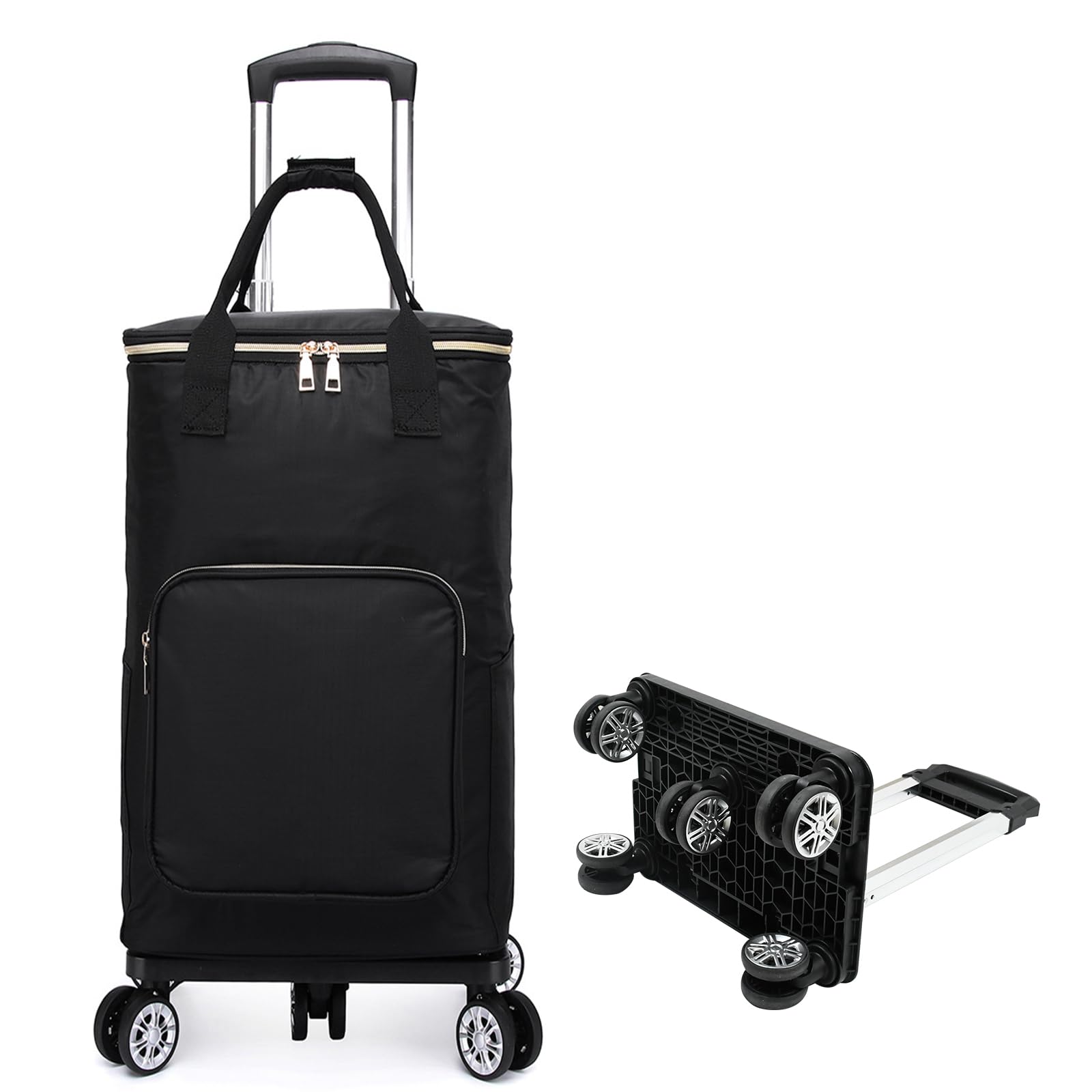 

lixinixil Покупки Покупки Холодильник для покупок Холодильник для покупок с 3 уровнями длины ручки 5 Большая тележка для путешествий, Тележка, Тележка, Переноска, Сумка, Ролики, чёрный