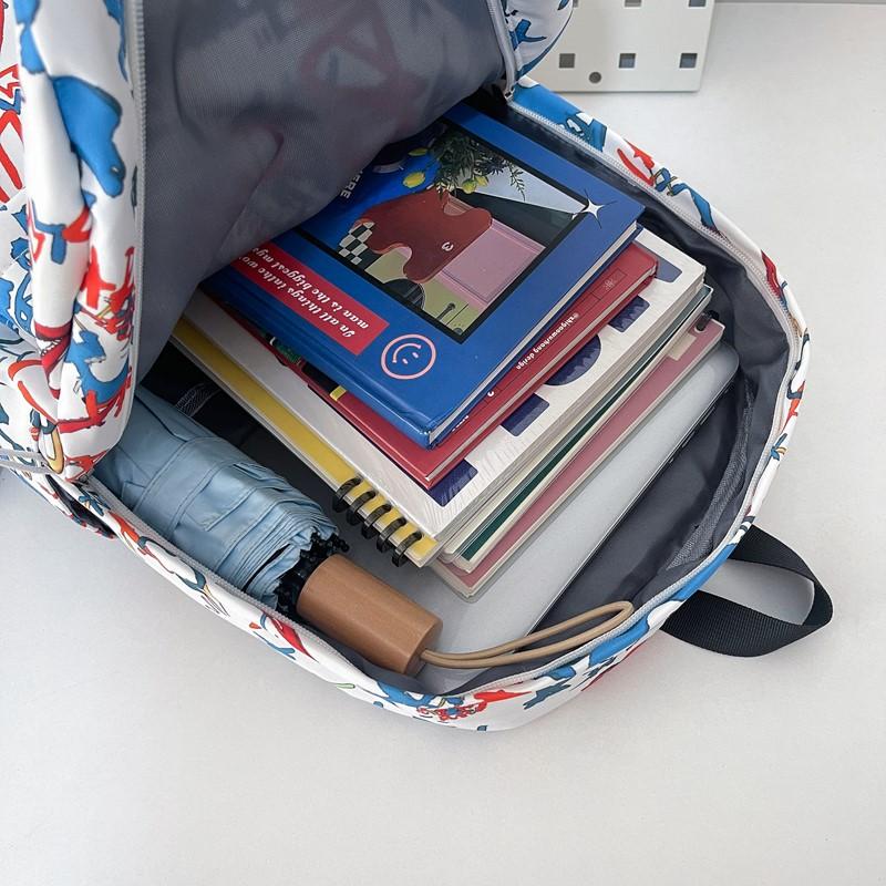 Graffiti Print Backpack Junior High School Student Lightweight Schoolbag Men and Women Large Capacity Backpack