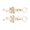 2Pcs Bowknot Keychain Bow Shaped Cute Faux Pearl Car Key Pendant Purse Backpack Accessories