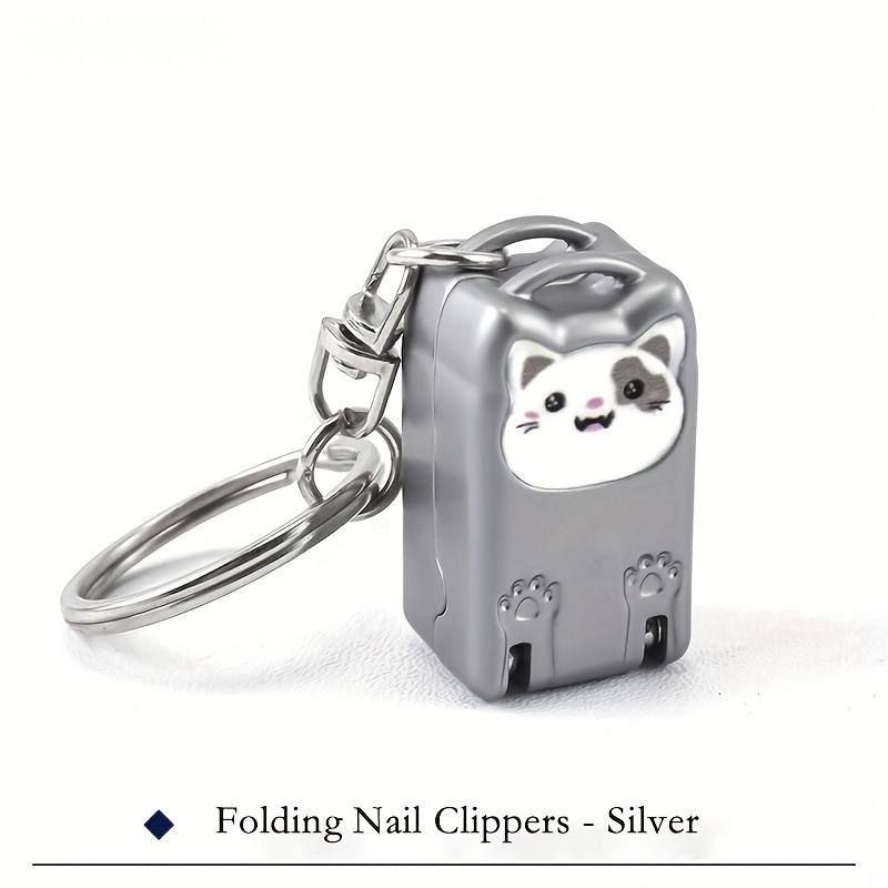 1pc Exquisite Kitten Keychain Foldable Nail Clipper Stainless Steel Rotary Toenail & Fingernail Manicure Trimmer